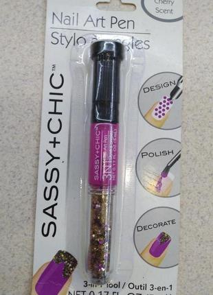 Новинка! украшения для ногтей sassy chic 3n1 nail art pen дизайн, полировка и украшение
