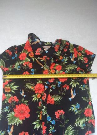 Шикарная блуза с колибри dorothy perkins 14/16,блузка шифонновая цветочный принт7 фото