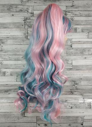 6829 парик лолиты с двумя хвостами разноцветный бирюзовый розовый