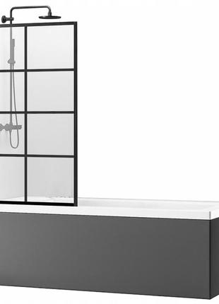 Шторка для ванны rea lagos-1 fix black 70 постоянная