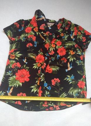 Шикарная блуза с колибри dorothy perkins 14/16,блузка шифонновая цветочный принт5 фото