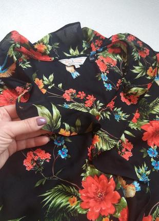 Шикарная блуза с колибри dorothy perkins 14/16,блузка шифонновая цветочный принт8 фото
