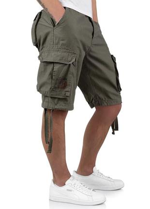 Шорты карго мужские surplus airborne vintage shorts olive оливковые хлопковые повседневные шорты сурплюс3 фото