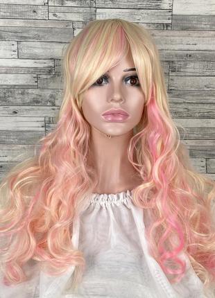4866 парик лолиты с двумя хвостами разноцветный блонд розовый2 фото