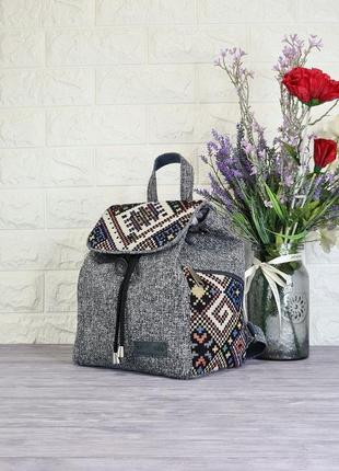 Рюкзак с орнаментом цвета серый меланж (15047) - под заказ4 фото