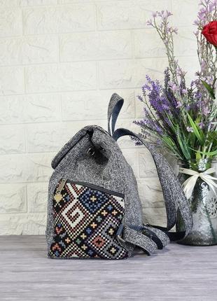 Рюкзак с орнаментом цвета серый меланж (15047) - под заказ5 фото