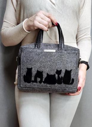 Фетрова сумка "товсті коти" (13006) - під замовлення