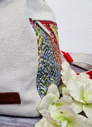 Рюкзак текстильний з декором "тюльпани" (15052)7 фото