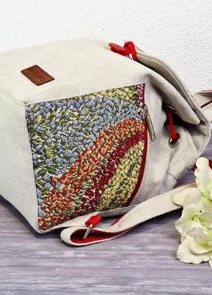 Рюкзак текстильний з декором "тюльпани" (15052)5 фото