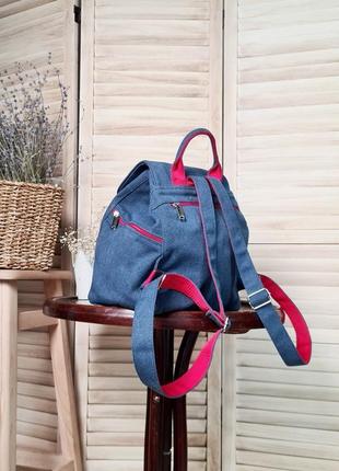 Большой рюкзак с вышивкой "нескорені" синего цвета (40010)9 фото