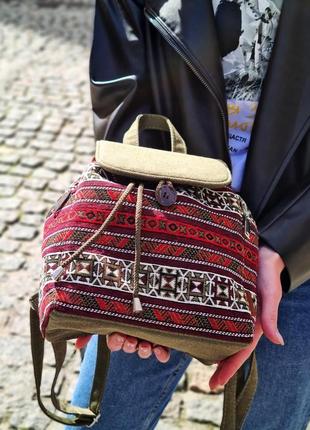 Гобеленовий рюкзак зі смугастим принтом (15073)7 фото