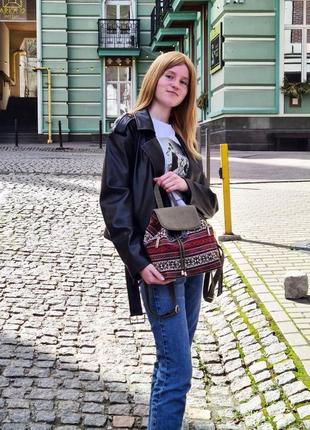Гобеленовий рюкзак зі смугастим принтом (15073)6 фото