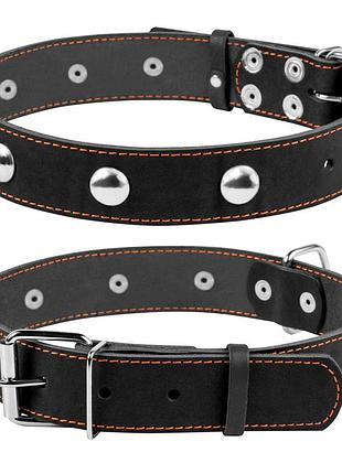 Ошейник "collar" одинарный с украшениями (ширина 35мм, длина 48-63см) черный