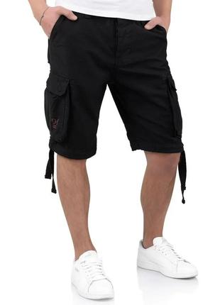 Шорты карго мужские surplus airborne vintage shorts black черные хлопковые повседневные шорты сурплюс6 фото