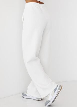 Утепленные трикотажные штаны с карманами - молочный цвет, m (есть размеры)2 фото