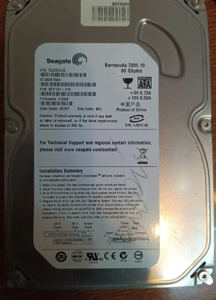 Жесткий диск seagate barracuda st380815as 80гб