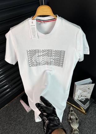 Белая стильная мужская футболка с коротким рукавом lacoste