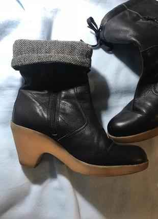 Сапожки на каблуке кожаные vagabond 37,5-38 размер