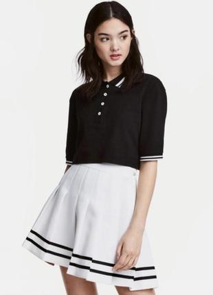 Фирменная трендовая белая юбка поло теннисная юбка бренд h&amp;m размер хс/с