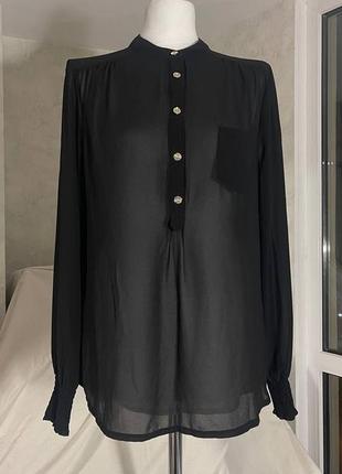 Стильная шифоновая полупрозрачная блуза, черного цвета, new look