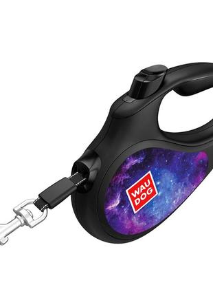 Поводок-рулетка для собак waudog r-leash, рисунок "nasa21", s, до 15 кг, 5 м, светоотражающая лента черный4 фото