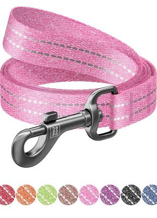 Поводок для собак из восстановленного хлопка waudog re-cotton светоотражающий, m, ш 20 мм, дл 500 см розовый