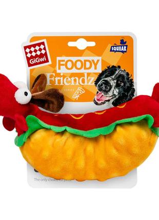 Игрушка для собак хот-дог с пищалкой gigwi foody friends, текстиль, плюш, 24 см2 фото