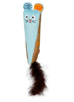 Игрушка для кошек кролик голубой с шуршанием gigwi rookie hunter, текстиль, бумага, 38 см