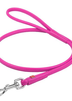 Поводок для собак кожаный waudog glamour, круглый, д 8 мм, дл 122 см розовый
