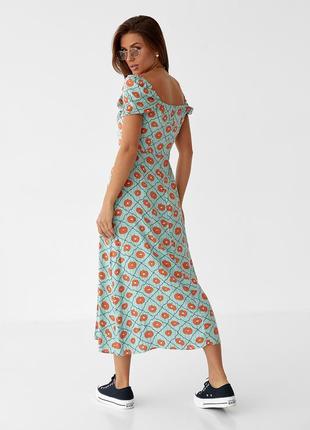 Женское платье длины миди с кулиской на груди pickk-upp - мятный цвет, s (есть размеры)2 фото