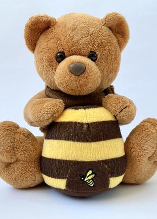 М'яка іграшка ведмідь із медом ведмедик із бочкою меду