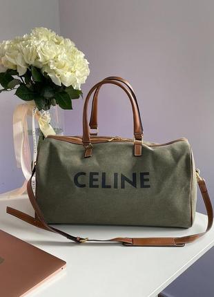 Сумка premium celine women large voyage bag in textile with celine print and calfskin