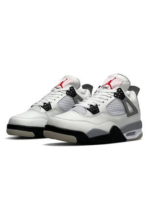 Nike air jordan 4 retro белые с серым и черным