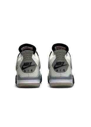 Nike air jordan 4 retro белые с серым и черным3 фото