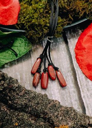 Яшмовый кулон, красный камень кулон из натуральной яшмы