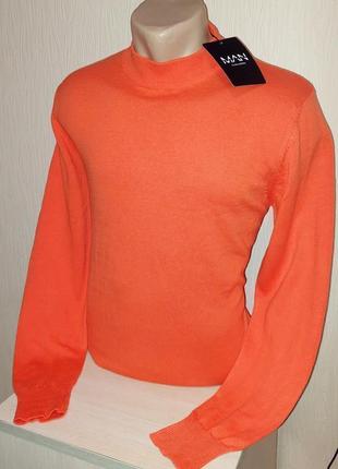 Шикарный оранжевый свитер boohoo man made in bangladesh с биркой, молниеносная отправка2 фото