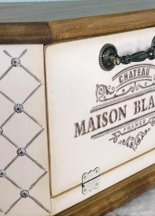 Кутова дерев’яна хлібниця “maison blanche”. на замовлення.