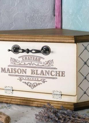 Кутова дерев’яна хлібниця “maison blanche”. на замовлення.