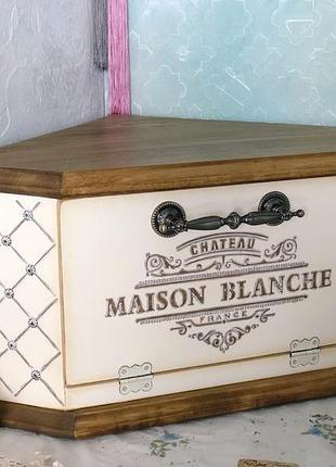 Кутова дерев’яна хлібниця “maison blanche”. на замовлення.