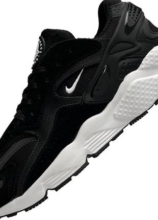 Nike air huarache runner черные с белым7 фото