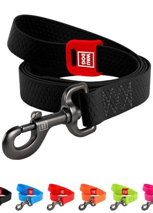 Поводок для собак водостойкий waudog waterproof, s, ш 15 мм, дл 183 см черный