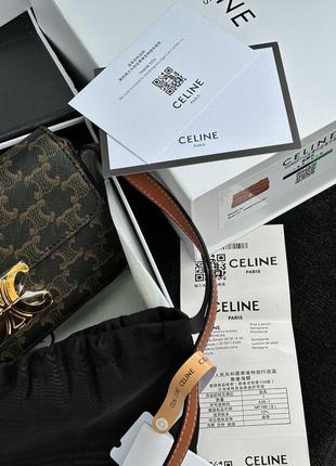 Сумка клатч premium celine shoulder bag claude in triomphe canvas and calfskin tan3 фото