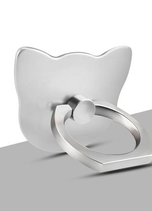 Кольцо-держатель и подставка для телефона plastic cat ring серебристый