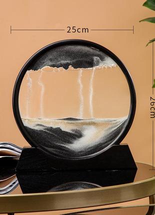 Картина-антистрес 25см "піщаний краєвид" (moving sandscapes),  пісочний пейзаж із чорним піском3 фото