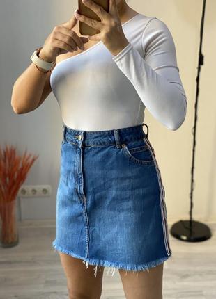 Юбка джинсовая с лампасами topshop