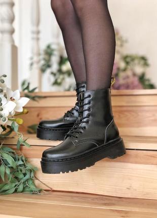 Прекрасные трендовые женские ботинки dr. martens jadon кожа демисезонные чёрные