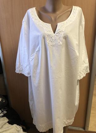 Туника блузон платье с прошвой батал