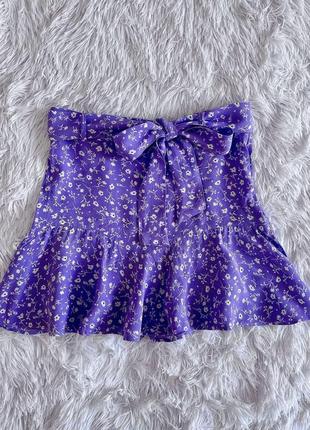 Нежная юбка-шорты zara в цветочный принт3 фото