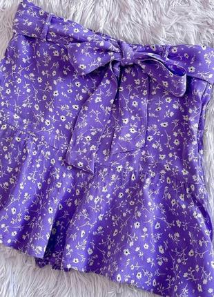 Нежная юбка-шорты zara в цветочный принт5 фото