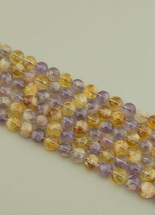 Нитка цитрин, аметист 39 см. 10 мм. (без замка)